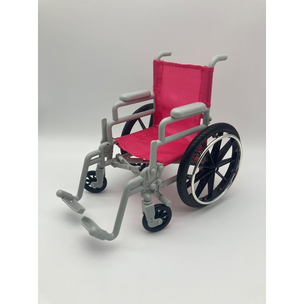 Pink Doll Wheelchair Foldable Medical Accessory Fits 12-14 Inch Dolls Toy